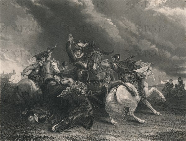 'Sir William Russell at the Battle of Zutphen', 1586, (c1830s). Creator: J Rogers.