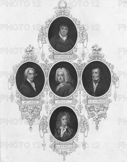 Medallion portraits of British composers, (early-mid 19th century).