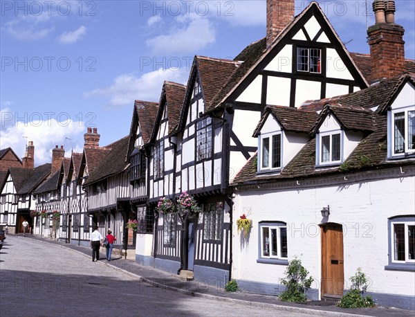 Timber-framed Tudor buildings in Mill Street, Warwick.