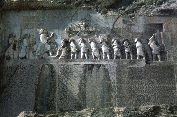 Detail of trilingual relief of Darius, Bisitun, Iran