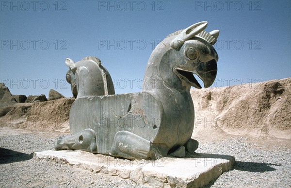 Protome of a double griffin, the Apadana, Persepolis, Iran