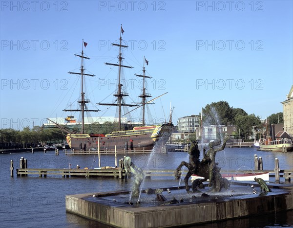 Replica Dutch East Indiaman at Scheepvaart Museum, Amsterdam, Netherlands