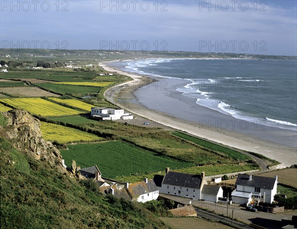 St Ouen's Bay from Mont du Vallet, Jersey, Channel Islands