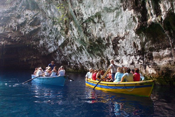 Tourist boats, Melissani Lake, Kefalonia, Greece