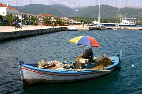 Small fishing boat in the harbour, Sami, Kefalonia, Greece