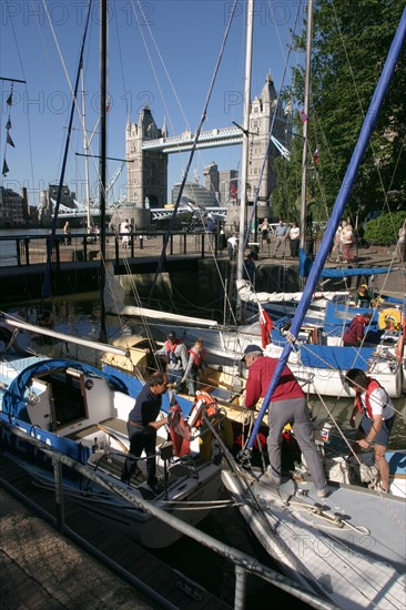 Boats in St Katherine's Lock, London