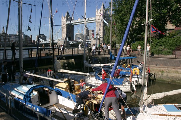 Boats in St Katherine's Lock, London