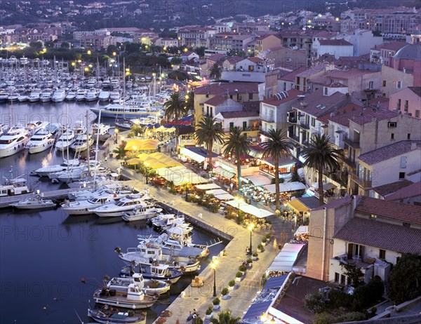 Old port from the Citadel, Calvi, Corsica, France.