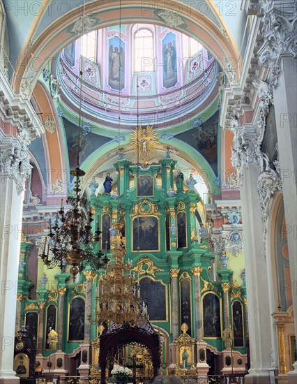 Interior of the Church of the Holy Spirit, Vilnius, Lithuania.