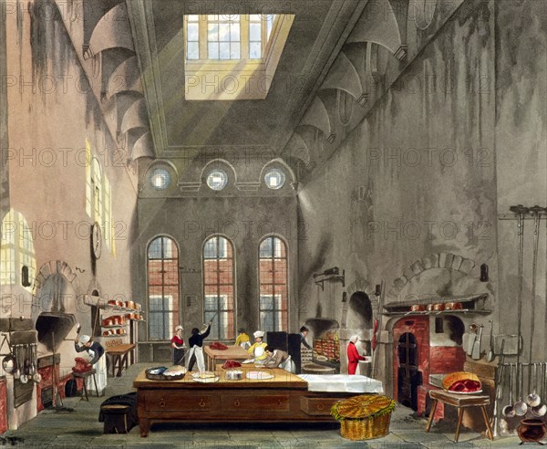 Kitchen, St James's Palace, London, 1819. Artist: William James Bennett