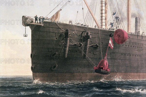 The laying of the transatlantic telegraph cable, August 8th, 1866. Artist: Robert Dudley
