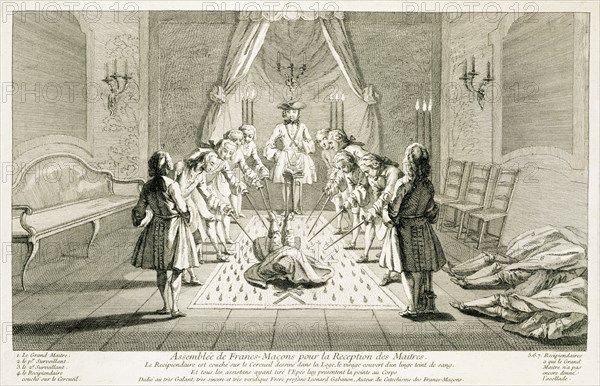Assembly of Freemasons for the initiation of a master, c1733. Artist: Unknown