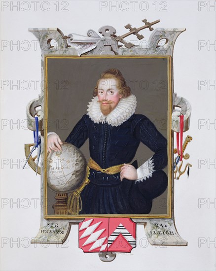 Sir Walter Raleigh, English writer, poet, courtier, adventurer and explorer, (1825). Artist: Sarah, Countess of Essex