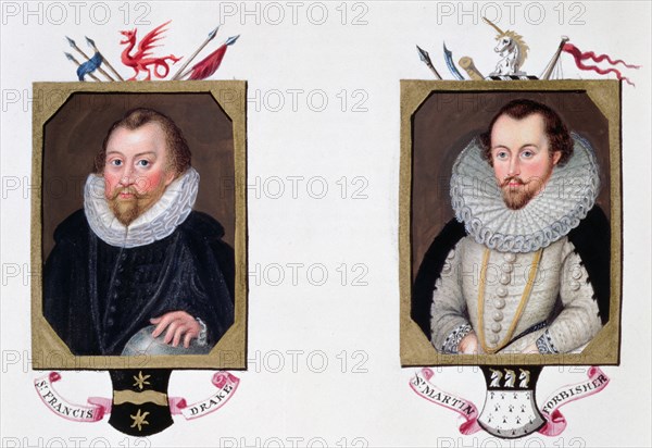 Sir Francis Drake and Sir Martin Frobisher, 16th century English navigators, (1825). Artist: Sarah, Countess of Essex