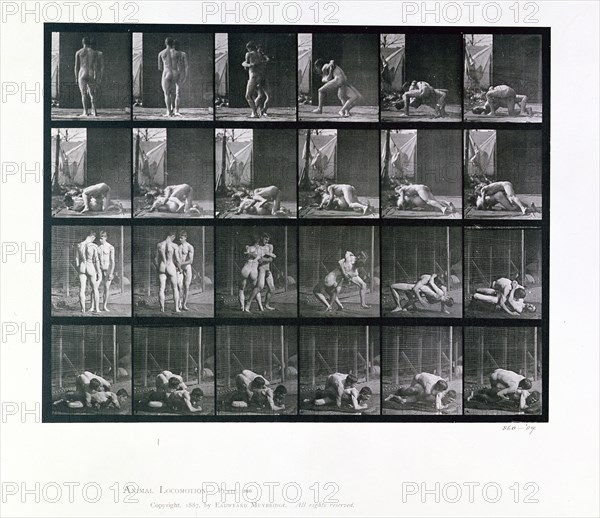 Two men wrestling, 1887. Artist: Eadweard J Muybridge