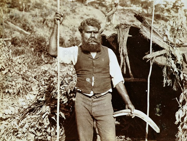 Australian aborigine with a boomerang, c1860s. Artist: Unknown