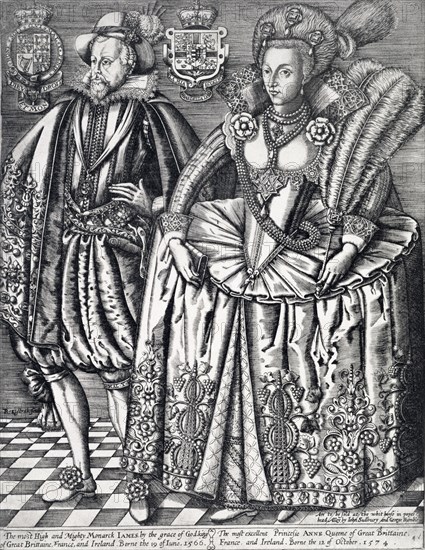 James I, King of England, Scotland and Ireland, and Anne of Denmark, 1618. Artist: Renold Elstrack