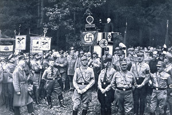 Nazis listening to an address by Bruno Doehring, Bad Harzburg, Germany, 11th October 1931. Artist: Unknown