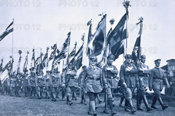 Parade of the Banner Company of the 'Steel Helmets', Berleburg, Germany, 18-19 June 1932. Artist: Unknown