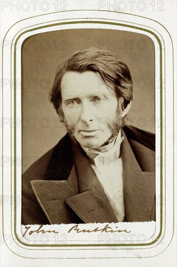 John Ruskin, English artist, poet and critic, 1865. Artist: Elliott & Fry