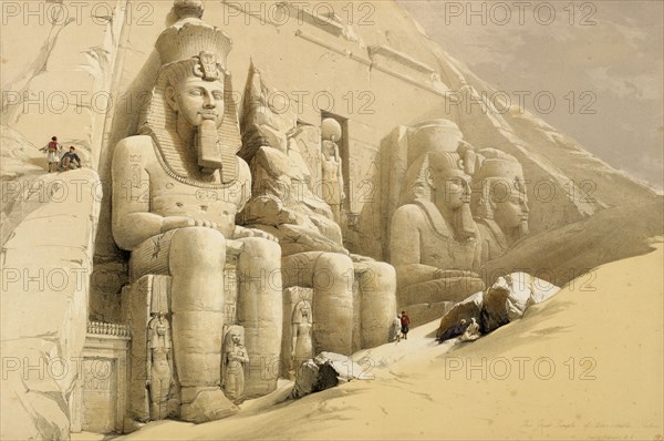 'The Great Temple of Abu Simbel, Nubia', Egypt, c1845. Artist: David Roberts