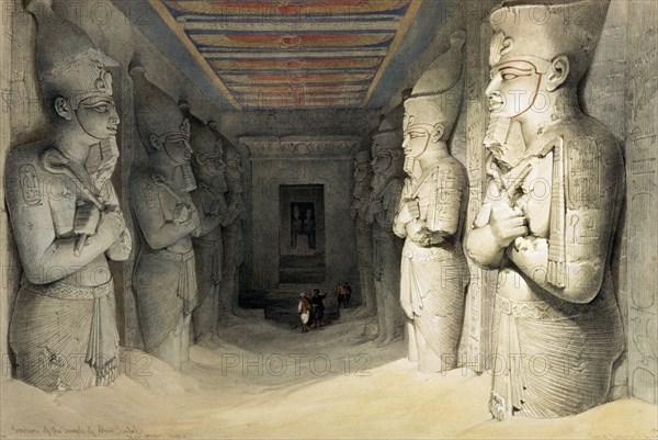 'Interior of the Temple of Abu Simbel', Nubia, Egypt, c1845. Artist: David Roberts