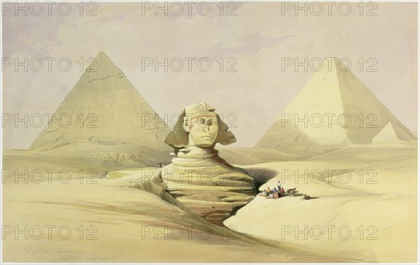 'The Great Sphinx and the Pyramids of Giza', Egypt, c1845. Artist: David Roberts