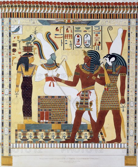 Mural from the Tombs of the Kings of Thebes, discovered by G Belzoni, 1820-1822. Artist: Charles Joseph Hullmandel