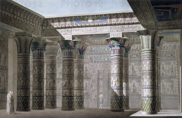 Interior view from the portico of the Grand Temple on the island of Philae, Egypt, 1822. Artist: Antoine Phelippeaux