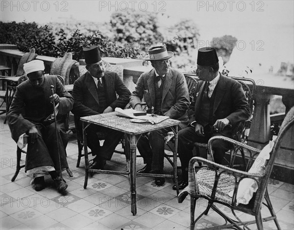 Lord Carnarvon with Egyptian officials, Luxor, Egypt, 1922. Artist: Harry Burton