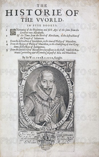 Title page from The Historie of the World by Sir Walter Raleigh, 17th century. Artist: Simon de Passe