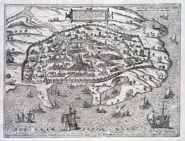 Map of Alexandria, Egypt, c1625. Artist: Unknown