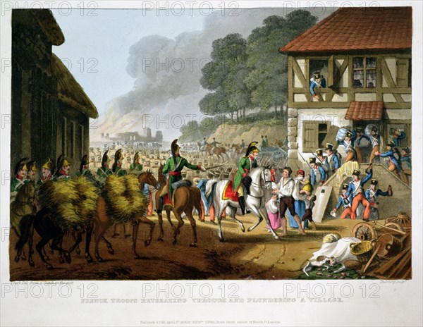 'French Troops Retreating Through and Plundering a Village', 1816. Artist: Matthew Dubourg