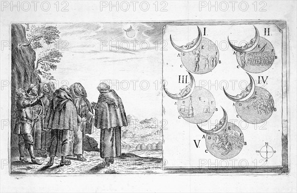 A military attack plotted in accordance with the phases of an eclipse, 17th century. Artist: Paul Furst