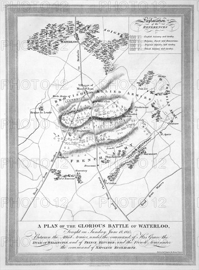 'A Plan of the Glorious Battle of Waterloo', 1815 (19th century). Artist: Unknown