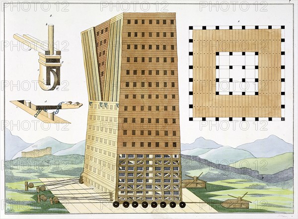 Tower of Demetrius Poliorcetes during the Siege of Rhodes in 305 BC, (1842). Artist: Friedrich Martin von Reibisch