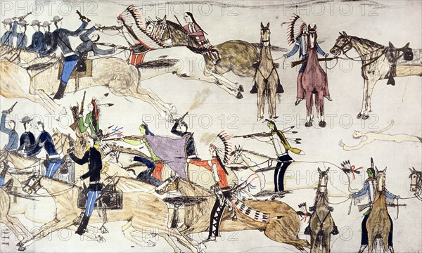 Battle of Little Bighorn, Montana, USA, 25-26 June 1876 (c1900). Artist: Amos Bad Heart Buffalo