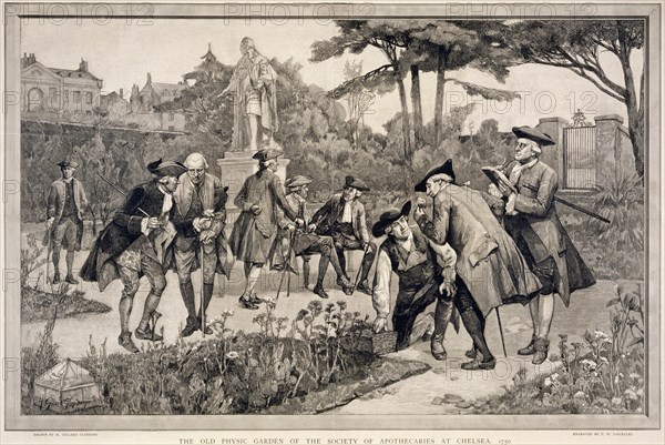 'The Old Physic Garden of the Society of Apothecaries at Chelsea, 1750', 1890. Artist: Thomas W Lascelles