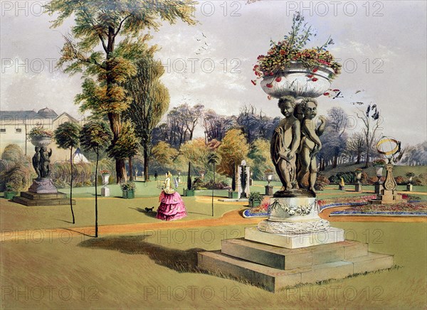 The Terrace Garden, Woburn Abbey, Berkshire, mid 19th century. Artist: E Adveno Brooke