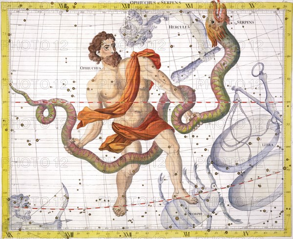 Constellation of Ophiucus, 1729. Artist: Unknown