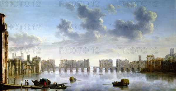 Old London Bridge, c1630. Artist: Claude Jongh