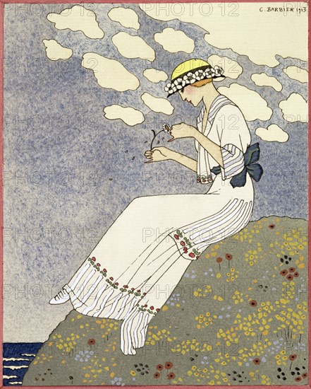 Design for a country dress by Maison Paquin, 1913. Artist: George Barbier