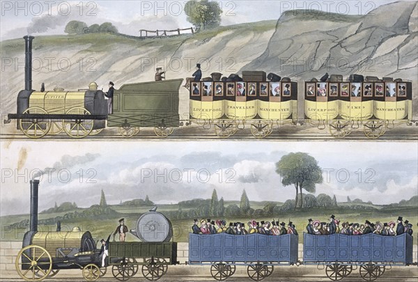 'Coloured view of the Liverpool & Manchester Railway', 1832-1833. Artist: SG Hughes