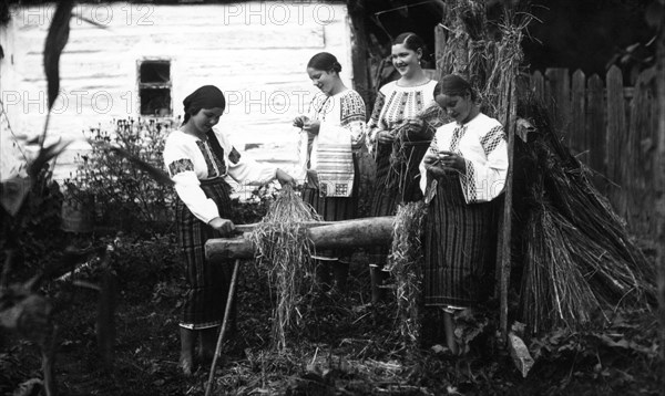 Local girls, Bistrita Valley, Moldavia, north-east Romania, c1920-c1945. Artist: Adolph Chevalier