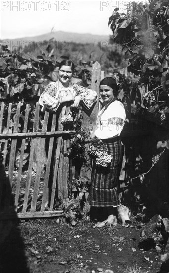 Two young women, Bistrita Valley, Moldavia, north-east Romania, c1920-c1945. Artist: Adolph Chevalier