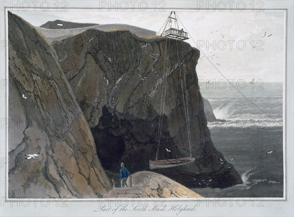 'Part of the South Stack, Holyhead', Anglesey, Wales, 1829. Artist: William Daniell