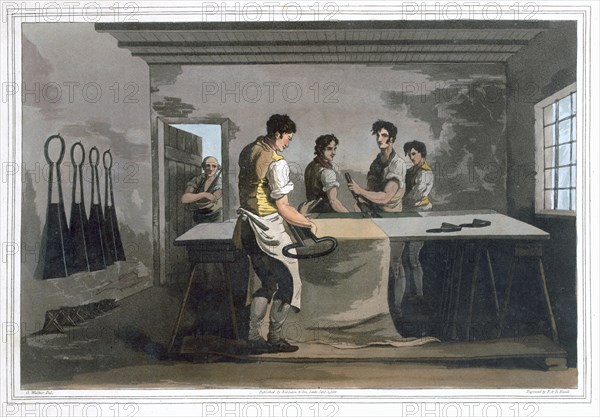 Cloth Dressers, 1814. Artist: Robert Havell