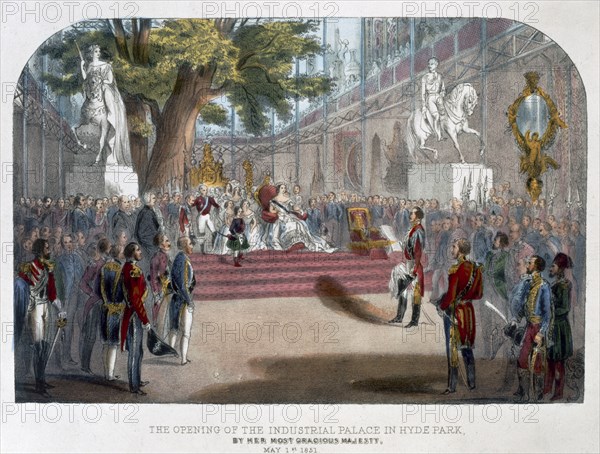 The opening by Queen Victoria of the Industrial Palace in Hyde Park, May 1st 1851 Artist: Unknown