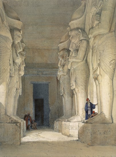 Excavated temple of Gyrshe, Nubia, 19th century. Artist: David Roberts