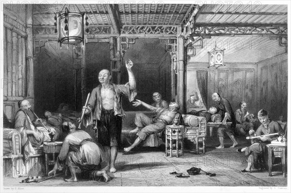 Chinese opium smokers, 1843. Artist: Thomas Allom
